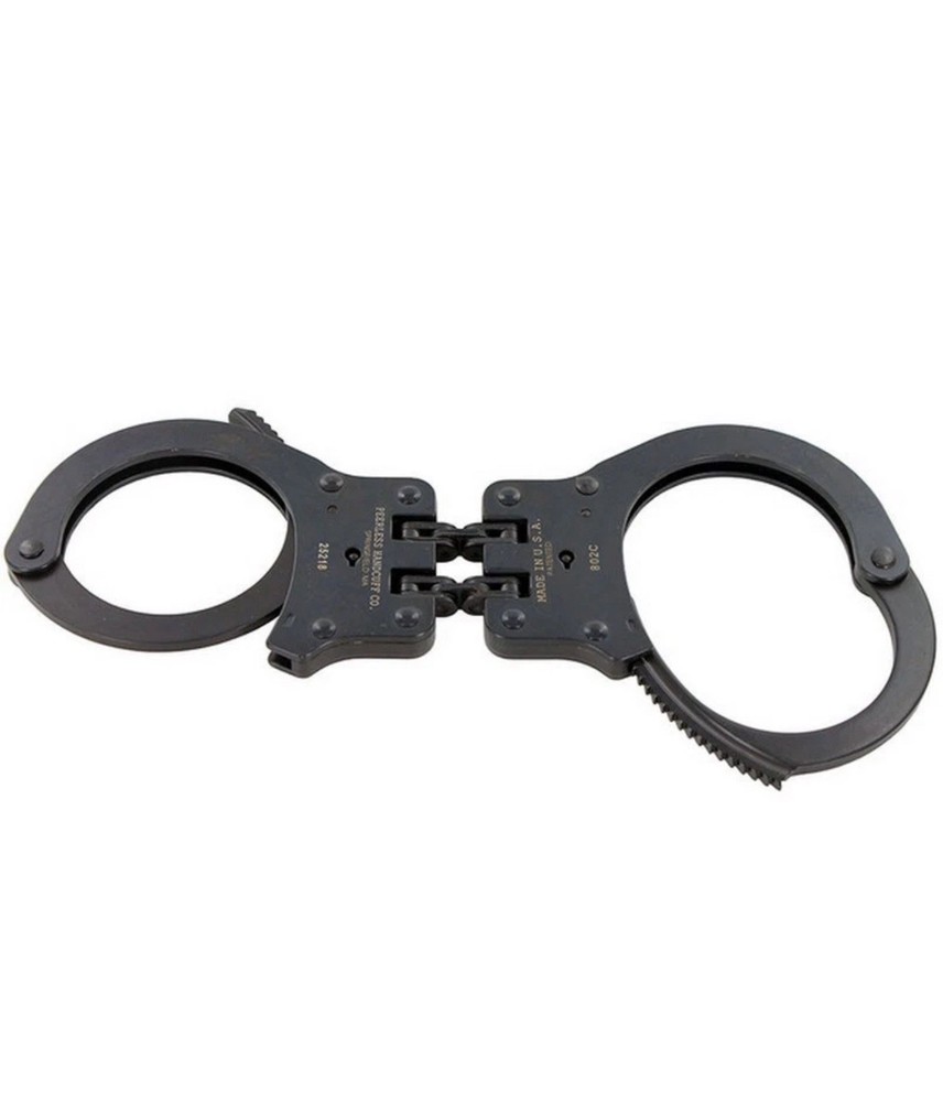 Peerless Model 802C Hinge-Linked Handcuffs & Keys 801P Cuffs, Black Oxide