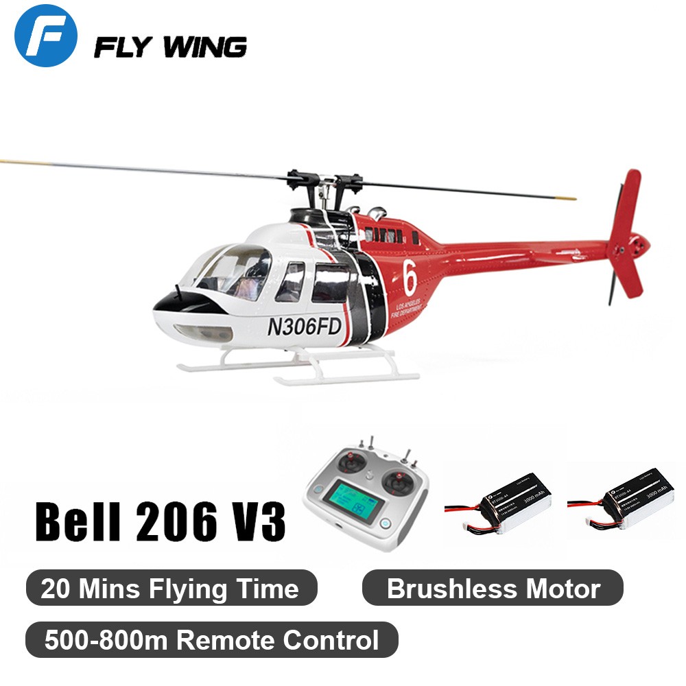 FlyWing Bell 206 V3 RC Helicopters 6CH GPS Hovering with H1 Flight Controller