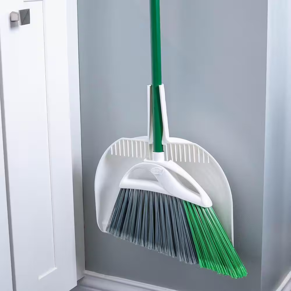 Large Precision Angle Broom with Dustpan (4-Pack)