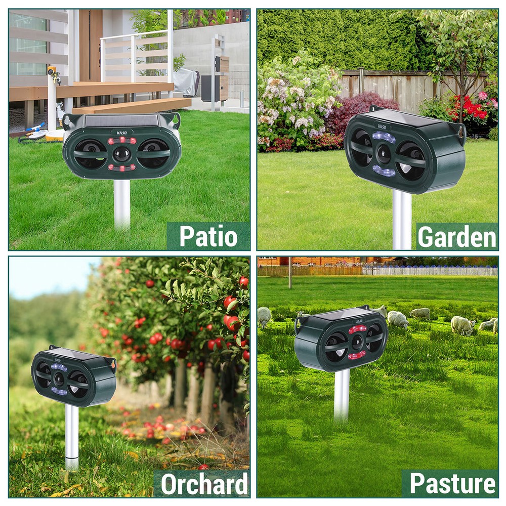 Solar Predator Strobe Light Red LED Deterrent Light Night Sonic Animal Repellers