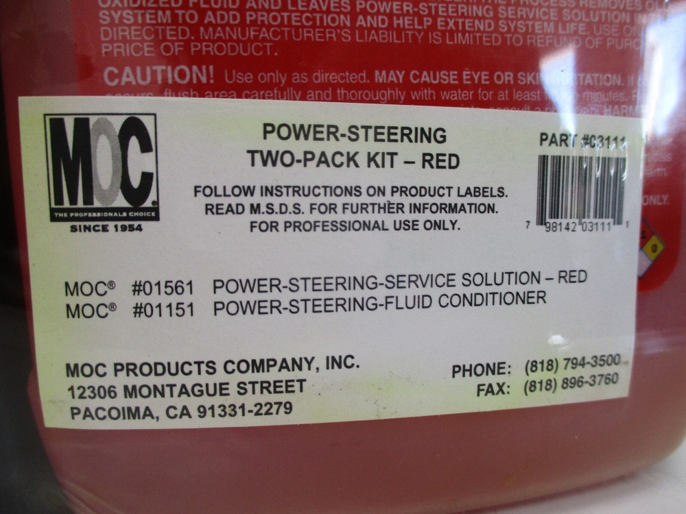 MOC NEW Power Steering Two-Pack Kit - RED FLUID Part #03111