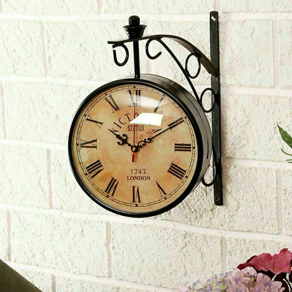 Station Clock Double Sided Functional Clock Home Decor Wall Clock