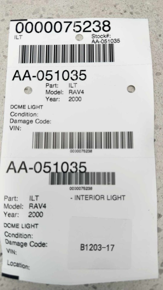 2000 TOYOTA RAV-4 Interior Light Dome Light