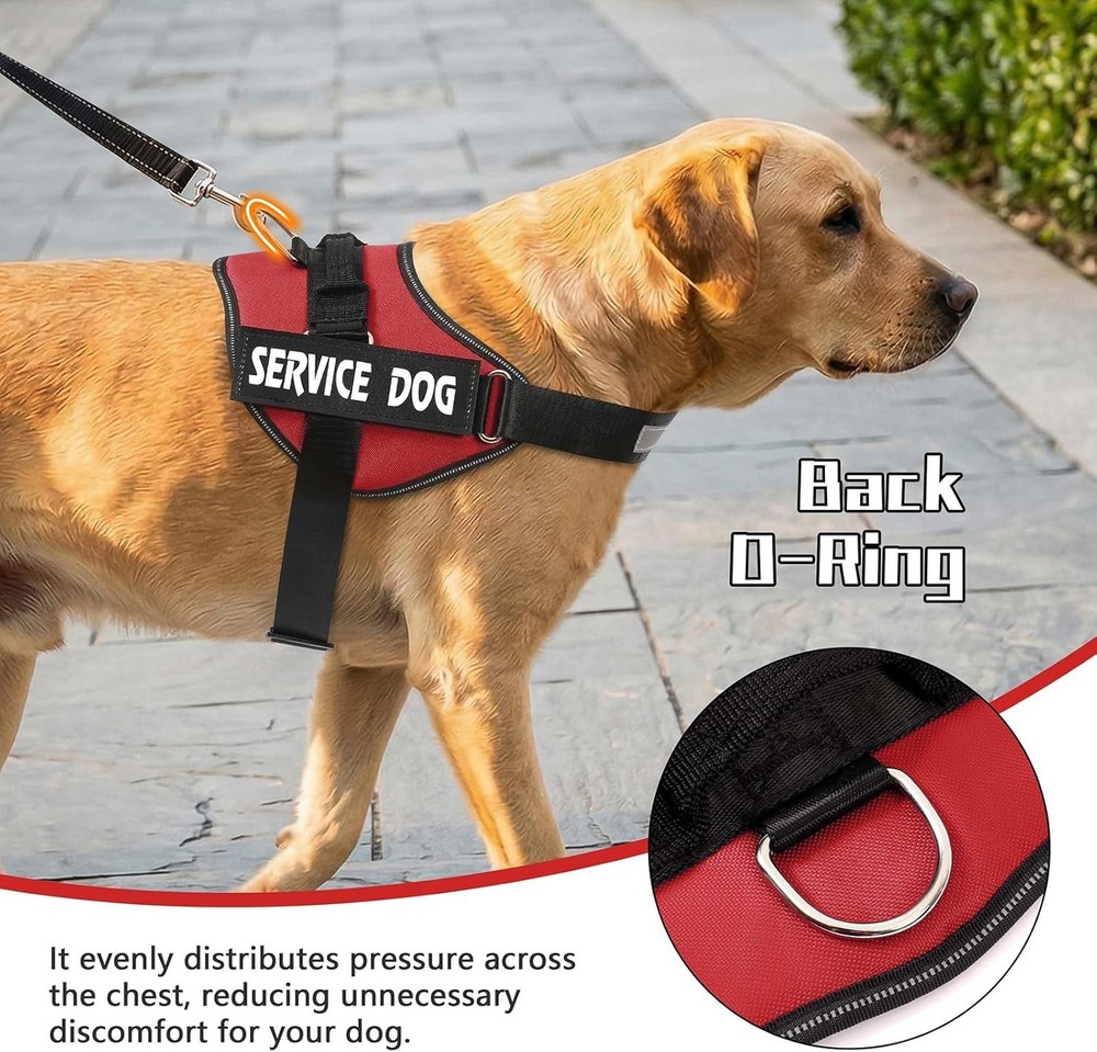 Service Dog Harness, No Pull Reflective Adjustable Vest with Handle, Soft Bre...