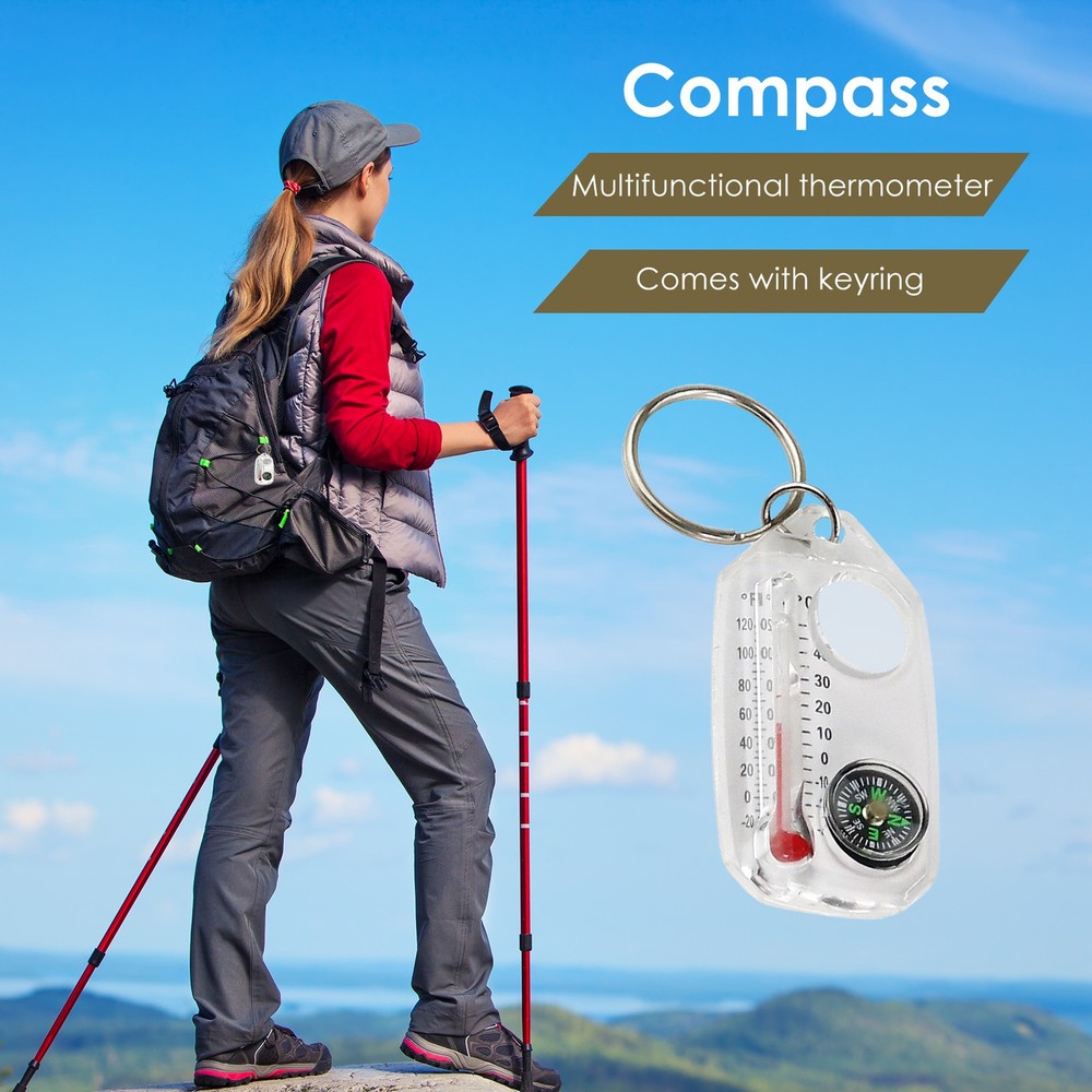 Keychain Compass Thermometer Camping Skiing Hiking pretty good