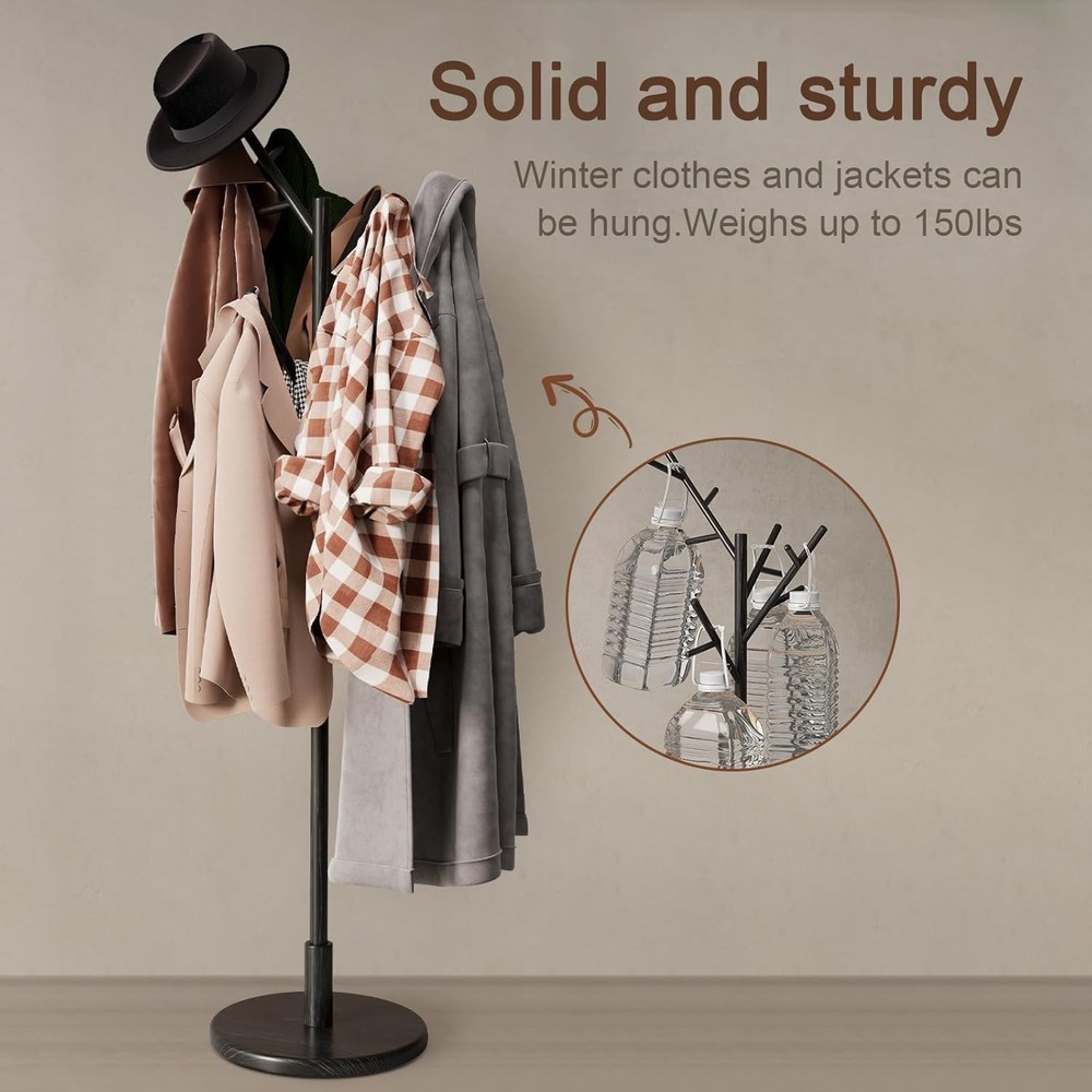 Coat Rack Solid Wood Coat Rack Freestanding W/ 12 Hooks Coat tree freestanding 3