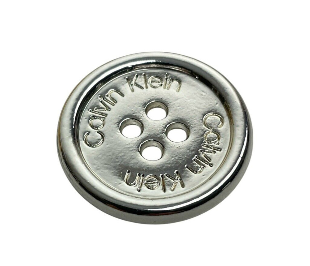Calvin Klein Silver tone Metal Main Front Replacement Button .90"