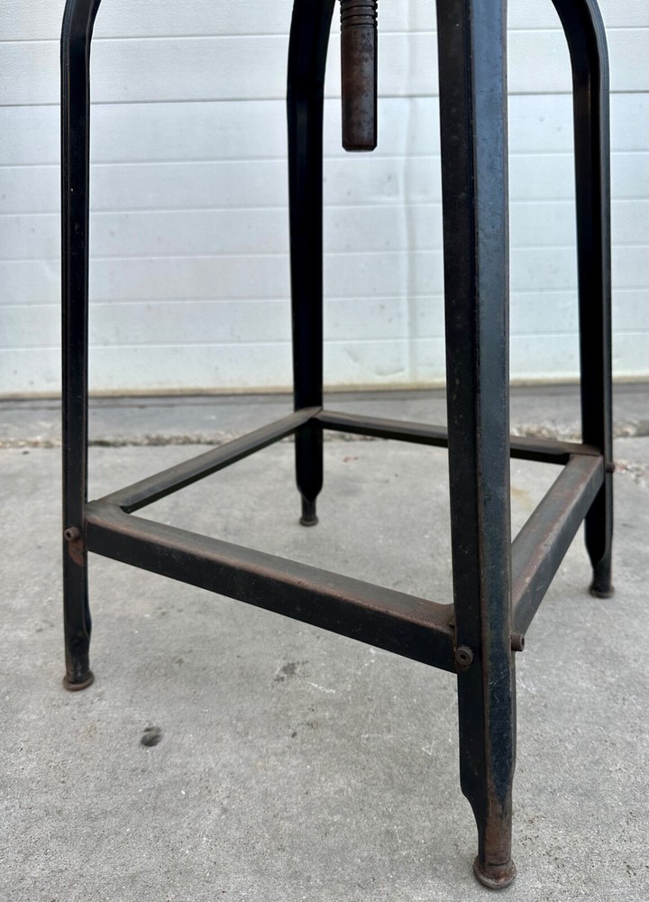 Vintage Industrial Shop Stool / Drafting Stool w/ Backrest (5315)
