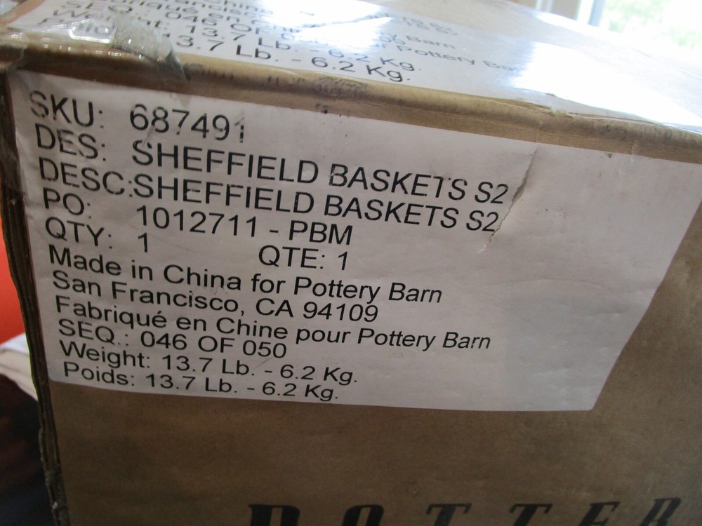 Pottery Barn Sheffield Wire Baskets set 2 for TV New in box