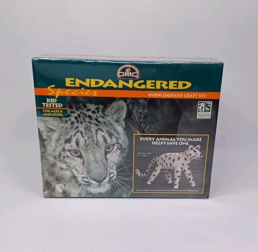 1999 DMC Endangered Species Snow Leopard Craft Kit Kids Age 8+