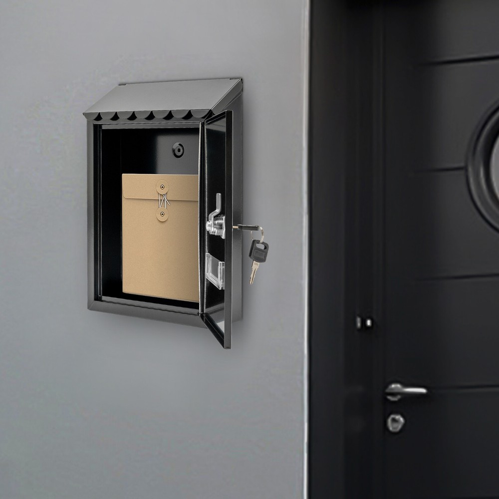 Modern Outdoor Mailbox with Key Lock Rust-resistant Wall-Mount Mailbox Mail Box