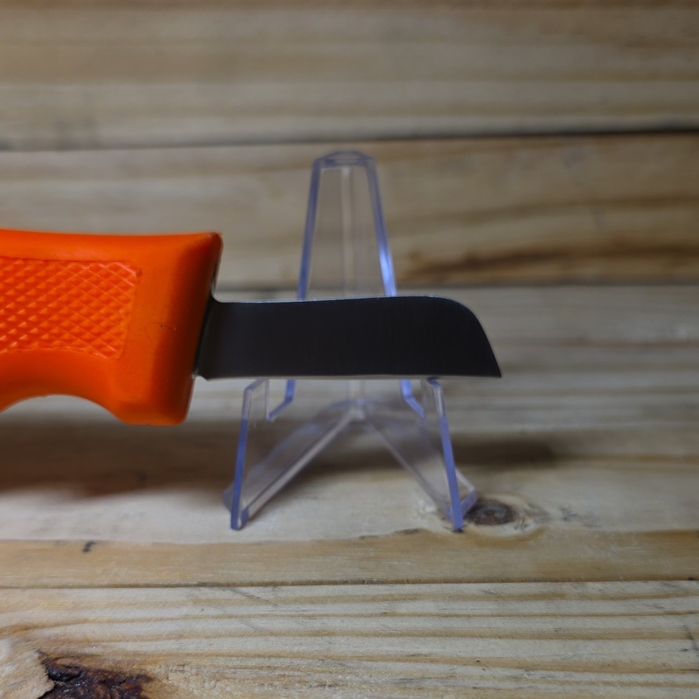 Utility Fixed Blade Knife Orange Handle w/ Plastic Sheath