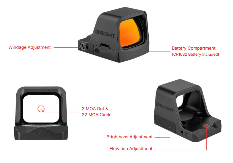 Olight Osight C Open Reflex Optic w/Replaceable Side-Loading Battery