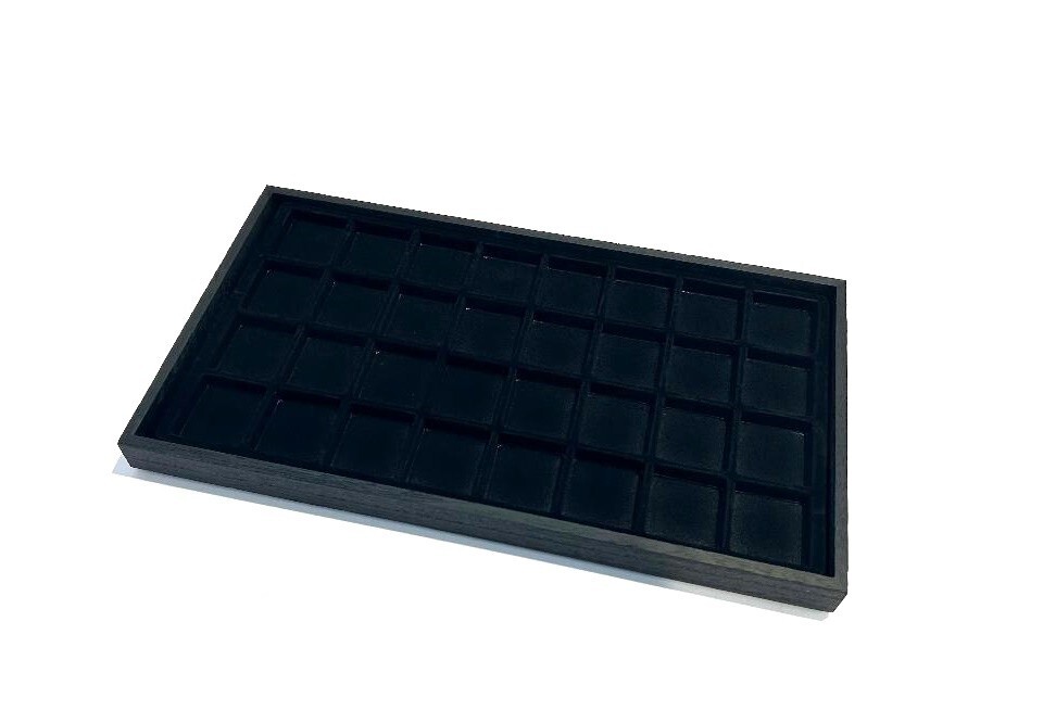 Black Coins Relic Jewelry Black 32 Space Liner Display Stackable Plastic Tray