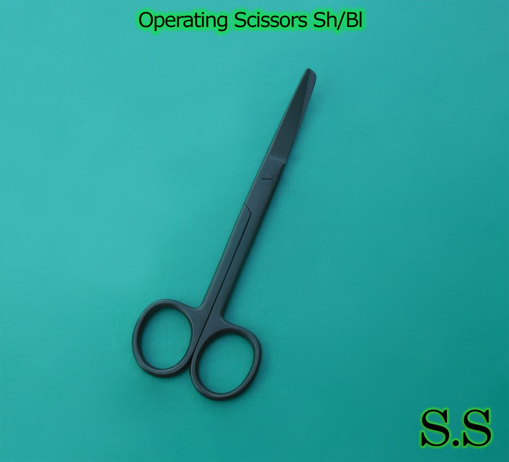 5 Operating Scissors Curved 5" sharp-blunt Black Coated Surgical Instruments