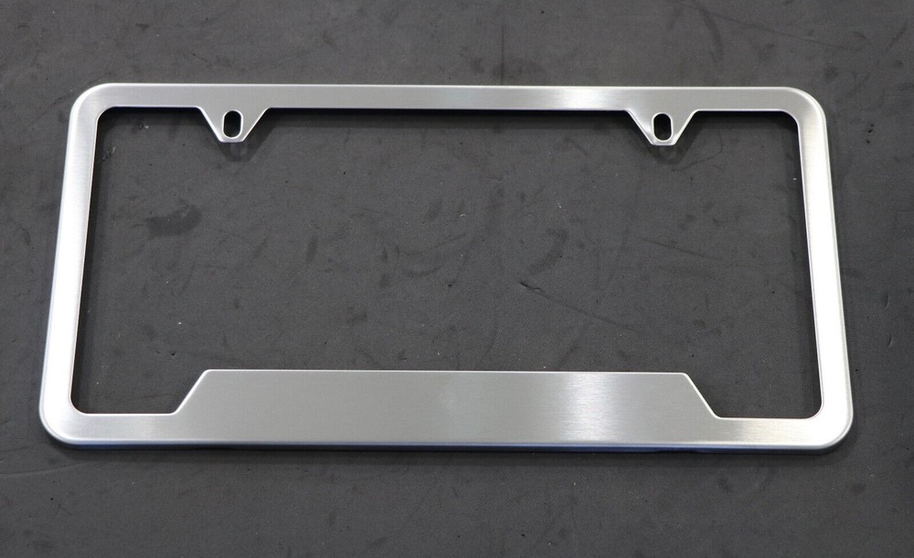 Brushed Stainless Steel 2-Hole License Plate Thick Frame Including Hardware
