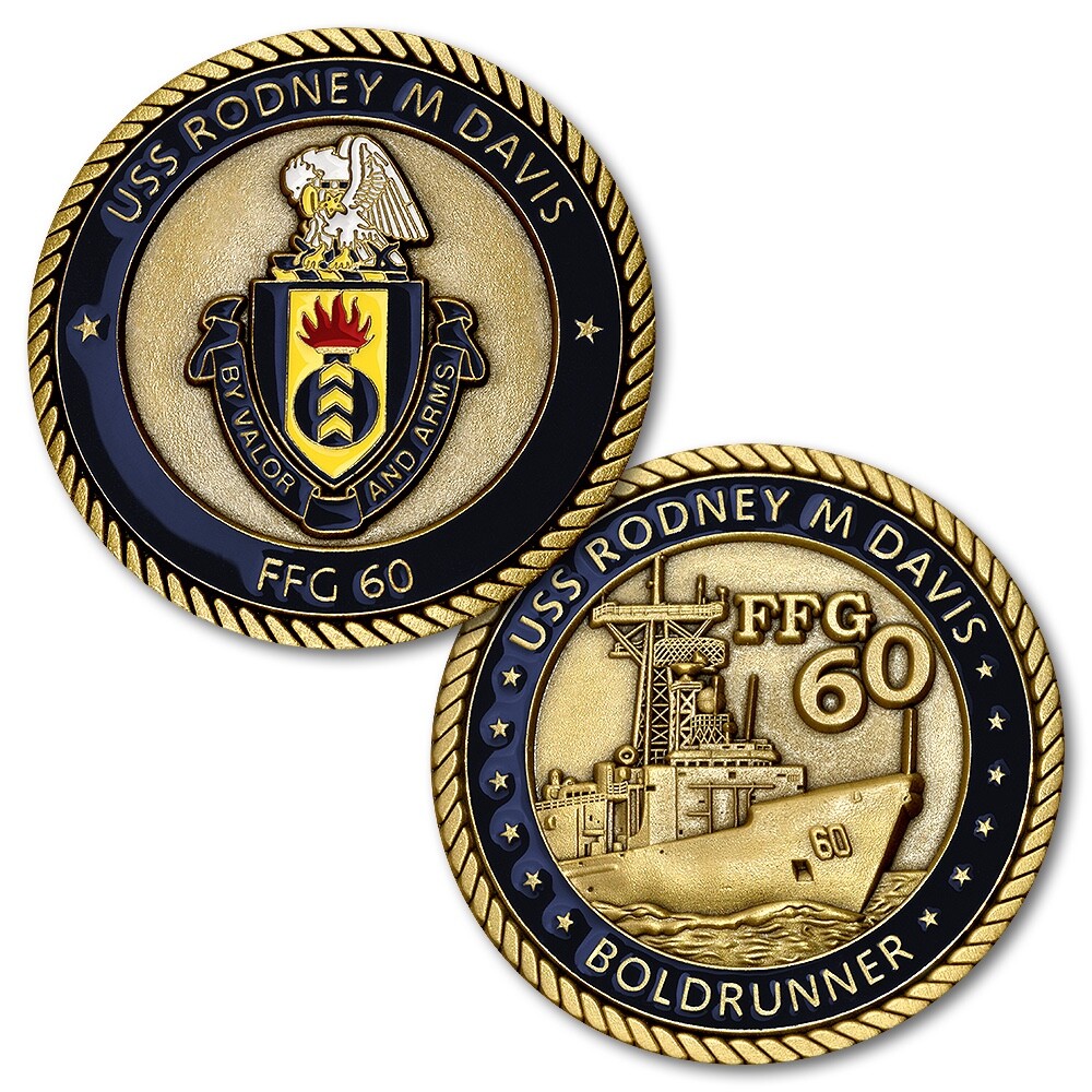 USS Rodney M Davis FFG 60 Boldrunner Challenge Coin