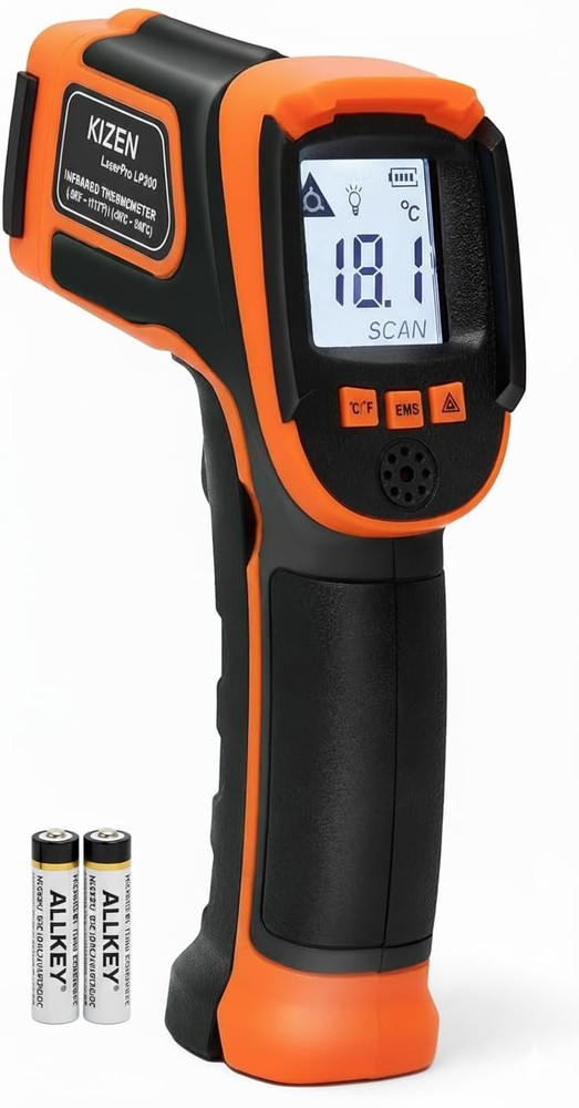 Kizen Infrared Temperature Gun - Handheld Surface Thermometer Orange