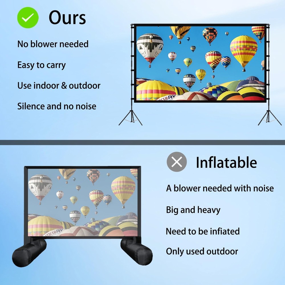 Projector Screen Outdoor, Projector Screens with Stand Portable 120" Foldable...