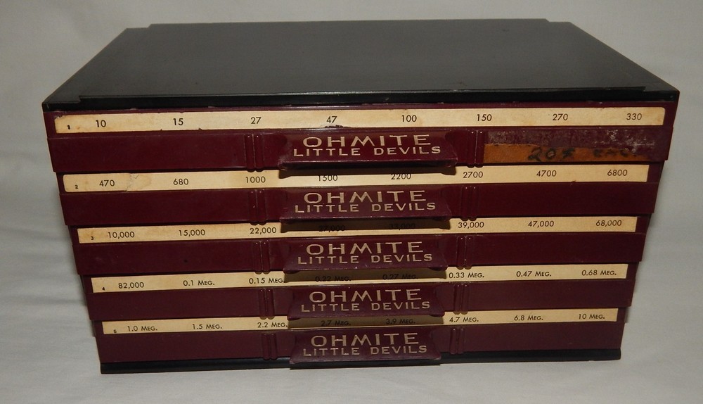Vintage Ohmite Little Devils Art Deco Bakelite Storage Cabinets