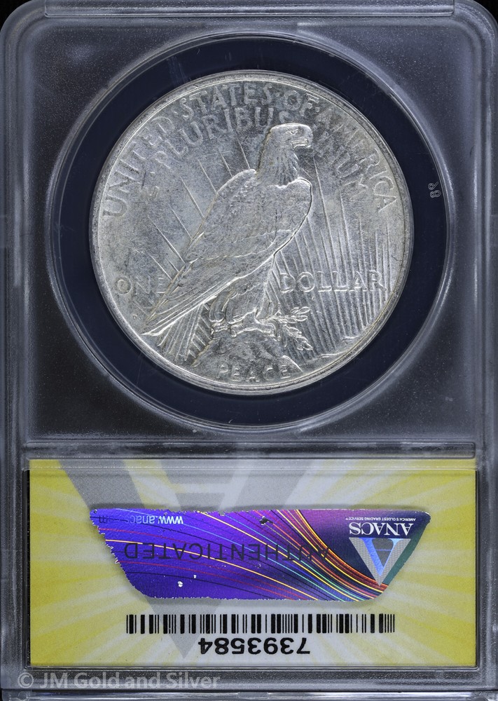 1927-D Peace Silver Dollar ANACS AU 53