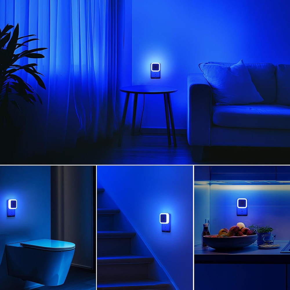 Blue Night Light 4 Pack,Night Lights Plug into Wall 4-Pack, Nightlight Plug in N