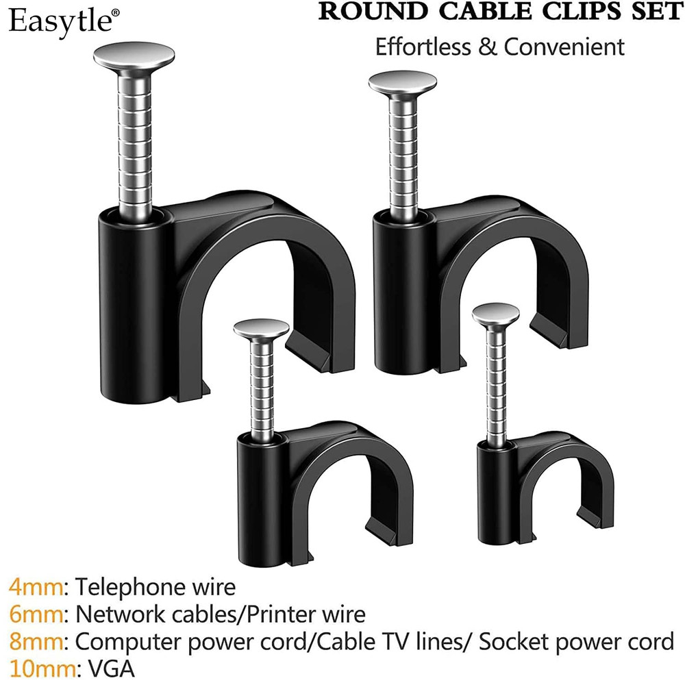 200 Pcs Cable Clips 4/6/8/10Mm Nail in Cable Clips Cable Wire Clips Cable Tacks