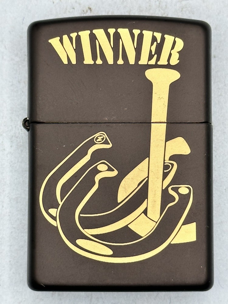 2018 Horseshoe Winner Black Matte Zippo Lighter NEW