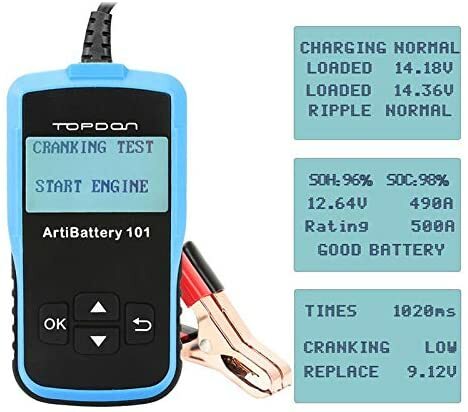 🔥TOPDON AB101 12V Battery Tester Auto Digital Analyzer Test Tool 100-2000CCA✅