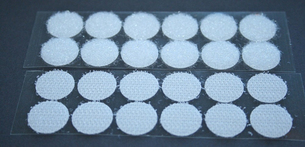 Hook & Loop Self Adhesive Coins Dots Circles 1/2 .5" 12 Sets White and NEW