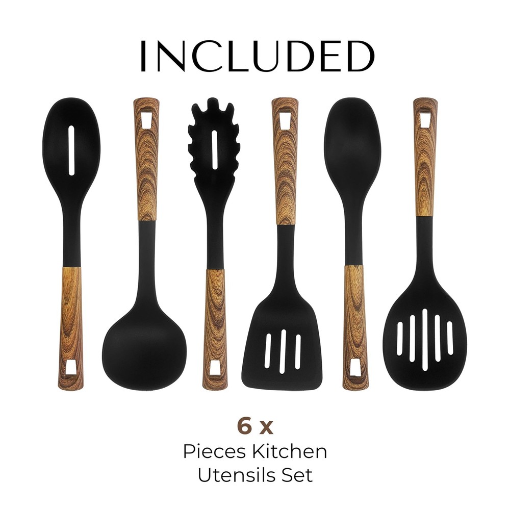 6 Pcs Kitchen Utensils Set, Heat Resistant, Non Scratch, Nylon Cooking Spoons...