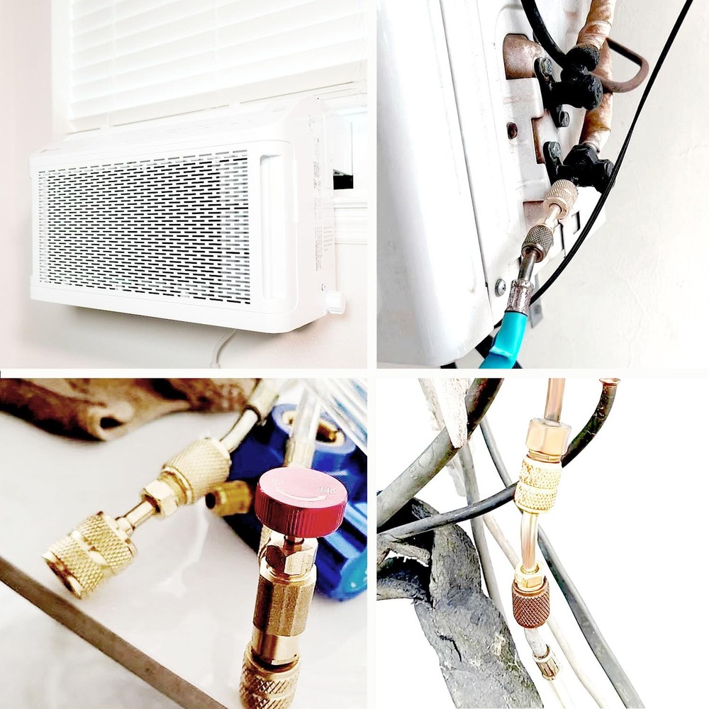 R410A Adapter for Mini Split System, 5/16 Inch SAE Female Quick Couplers to 1/4