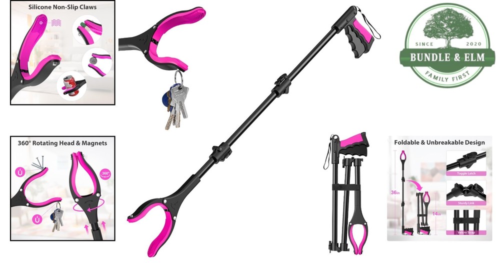 36-inch Reacher Grabber Tool Foldable Lightweight Pickup with Rotating Head