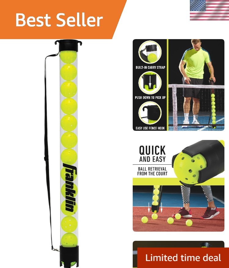 Portable Pickleball Picker Upper - Stores 13 Balls with Easy Fence Hook Access