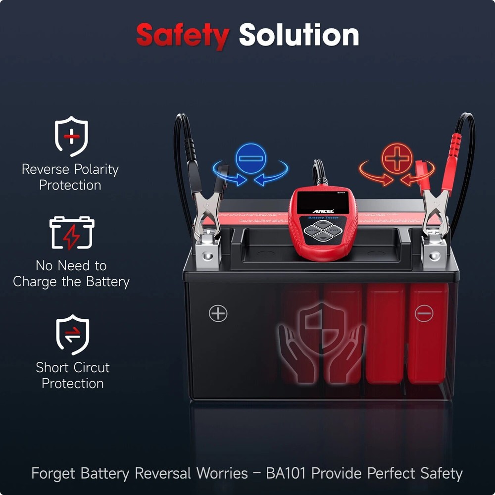 ANCEL BA101 100-2000 CCA Car Auto Load Battery Tester Tool Digital Analyzer 12V