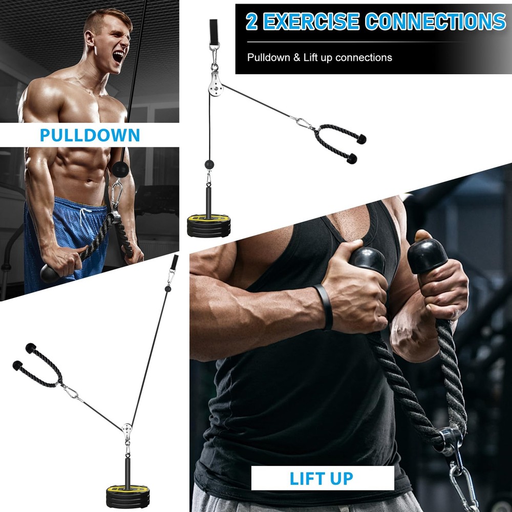 Pulley System for Home Gym, Cable Pulley System Gym for LAT Pulldown Cable Ma...