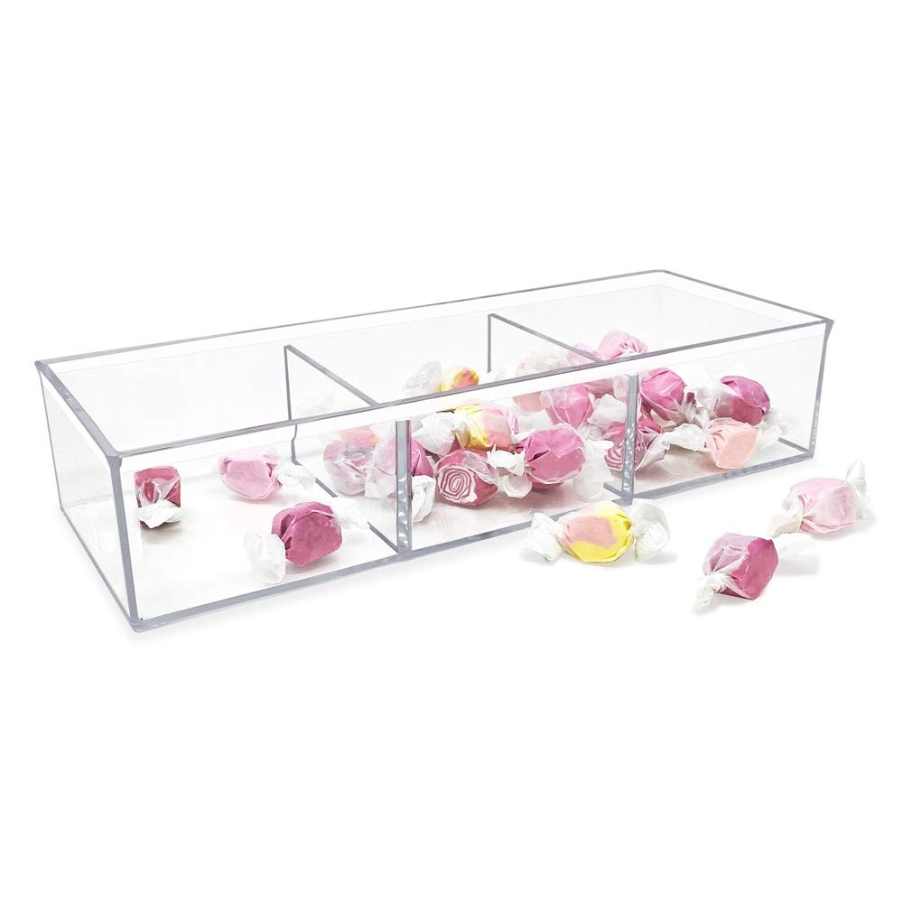 Large 3-Compartment Acrylic Stackable Organizer (12.9" L x 5" W x 2.7" H), Mu...