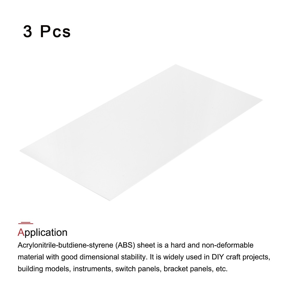 ABS Plastic Sheet 24 x 12 x 0.06" ABS Styrene Sheets White 3 Pcs