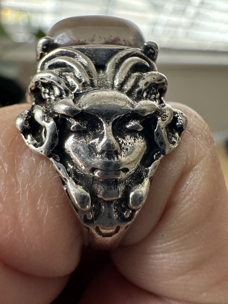 3x Natural Phantom Quartz Ring Adjustable Brass