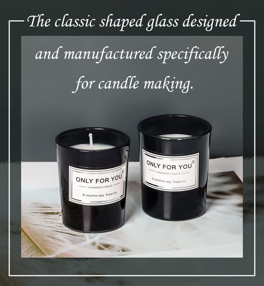 Aroparc 12 Pack 10oz Black Candle Jars With Lids, Bulk Container Bright