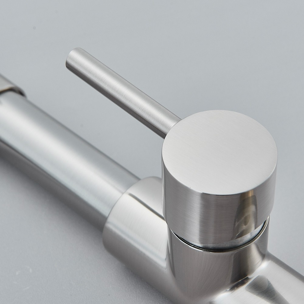 Brushed Nickel Kitchen Faucet with Pull Down Sprayer Single Handle Sink Mixer