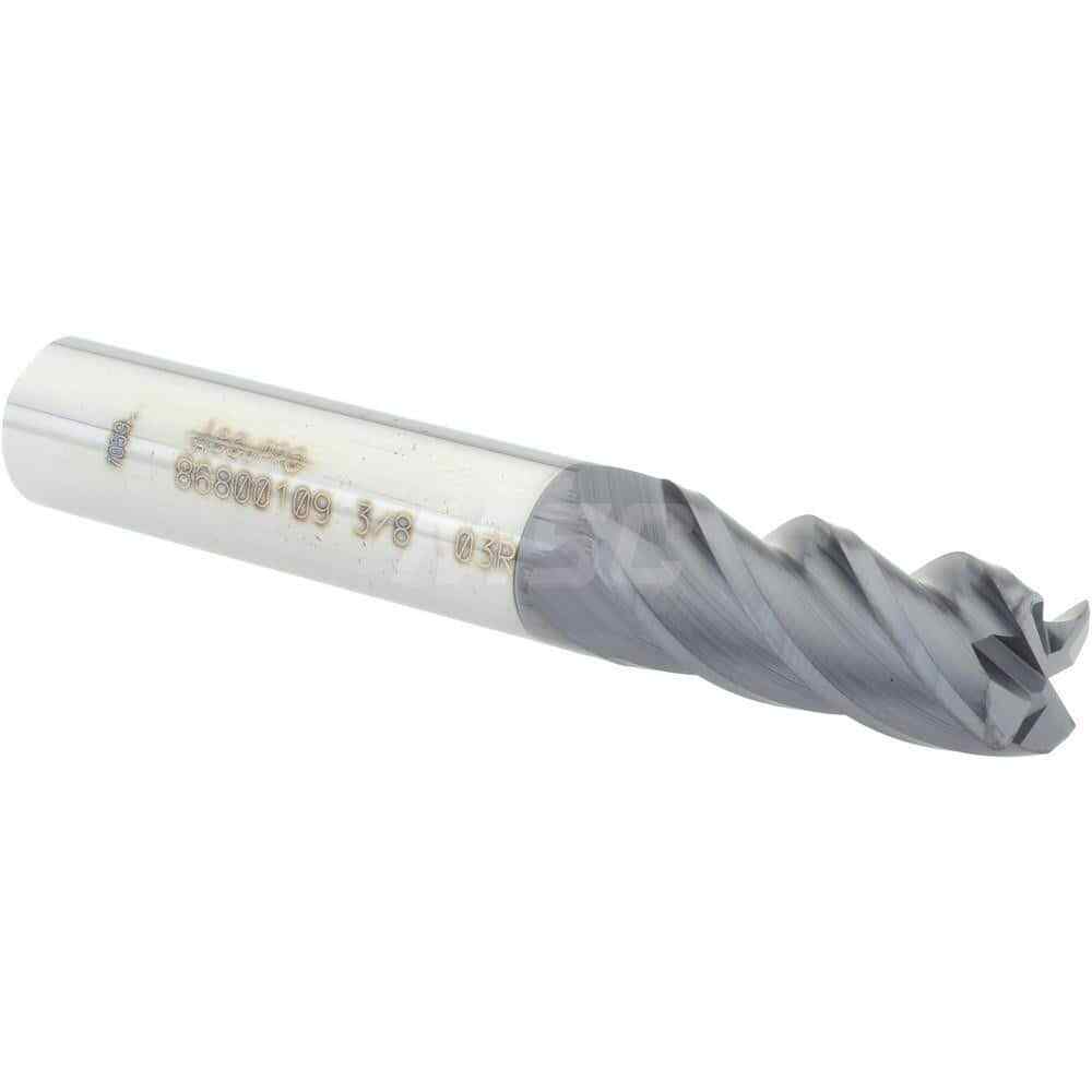 Accupro 3/8" Diam 4 Flute Single End Solid Carbide 0.03" Corner Radius End Mi...