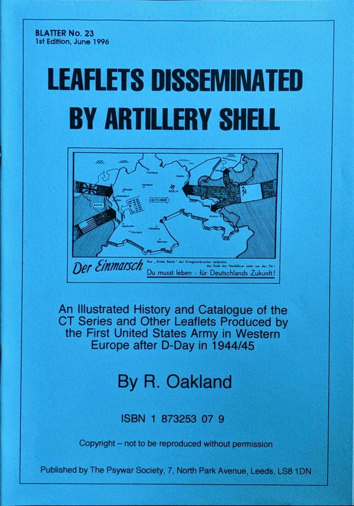 LEAFLETS DISSEMINATED BY ARTILLERY SHELL United States Army Psywar Propaganda