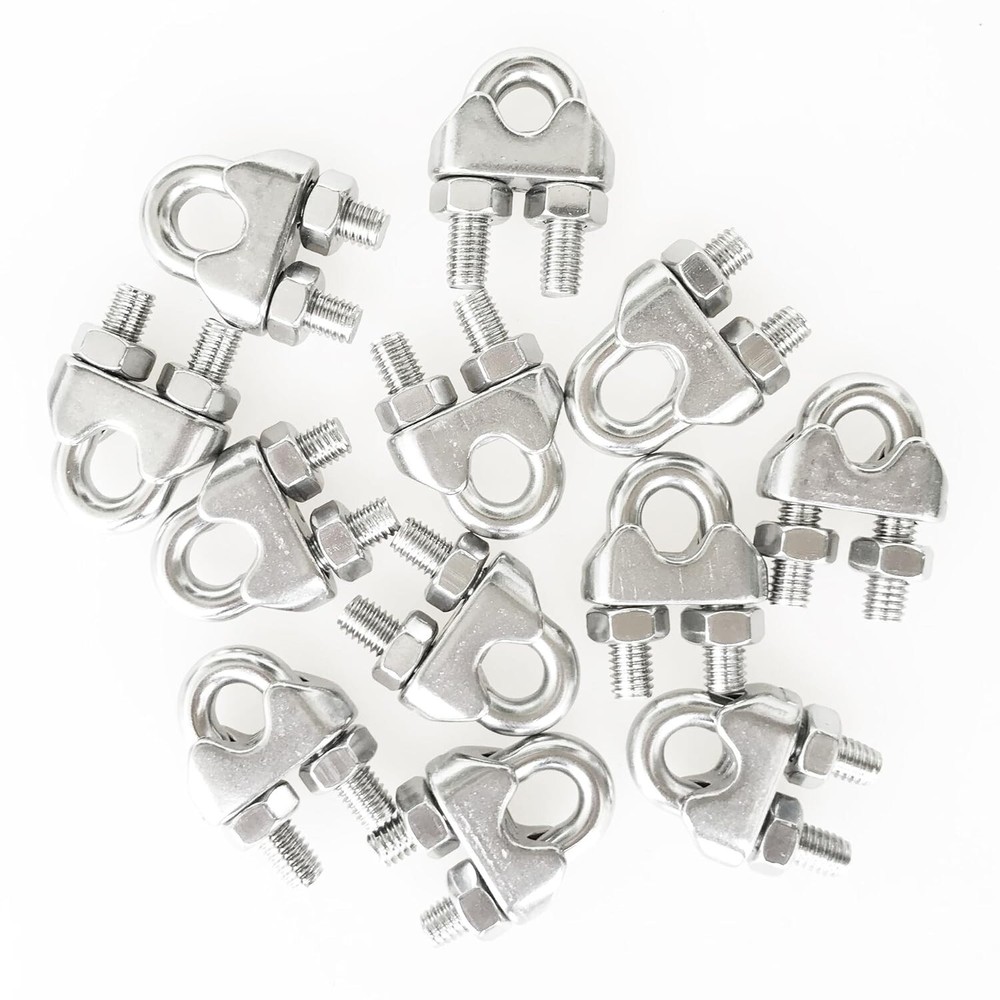 Versatile 12Pcs Stainless Steel Cable Clips for Rigging & Hanging Applications