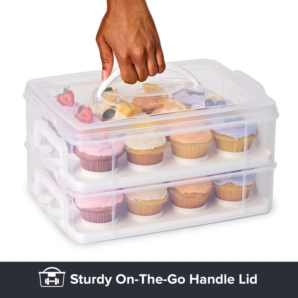 (2-Layer, 24 Cupcakes Plastic Detachable Cupcake Carrier Storage Container Wi...