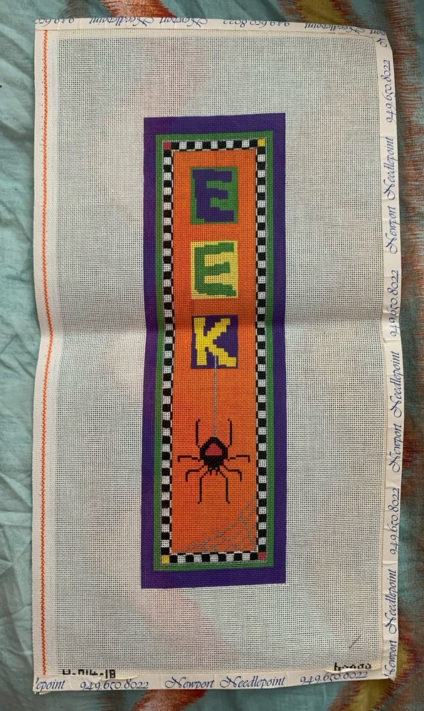 Bango Halloween "EEK"  Handpainted Needlepoint Canvas 13 Mesh