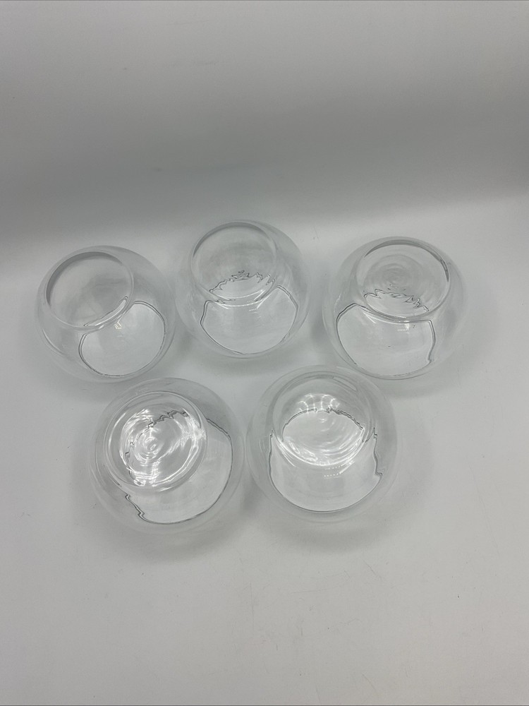 5pc Small Clear Glass Bubble Bowl Vases