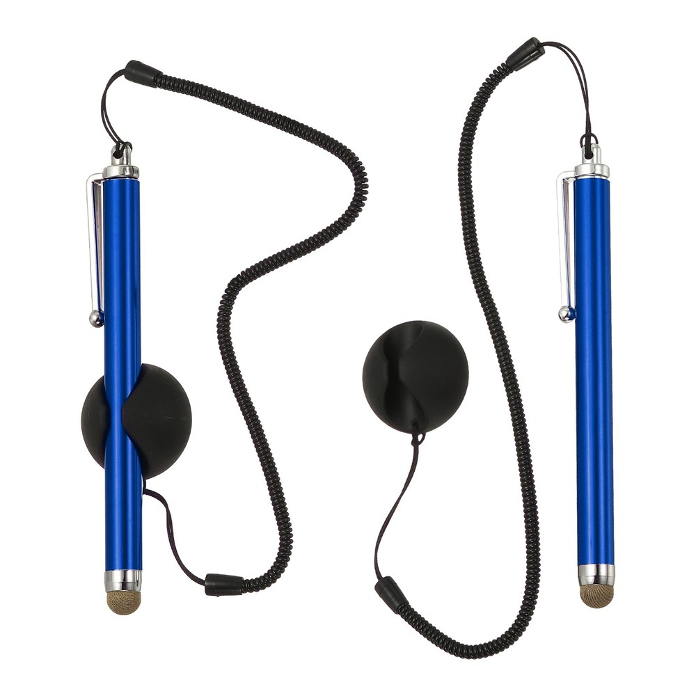 2 Pcs Screen Capacitive Pen with Spring Rope Fixing Dock Dark Blue