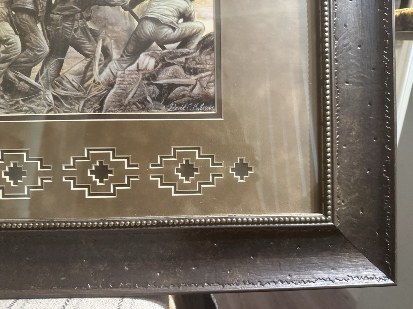 Honoring The American Indian Framed Art Marine Corps David Behrens 32”x38” Glass