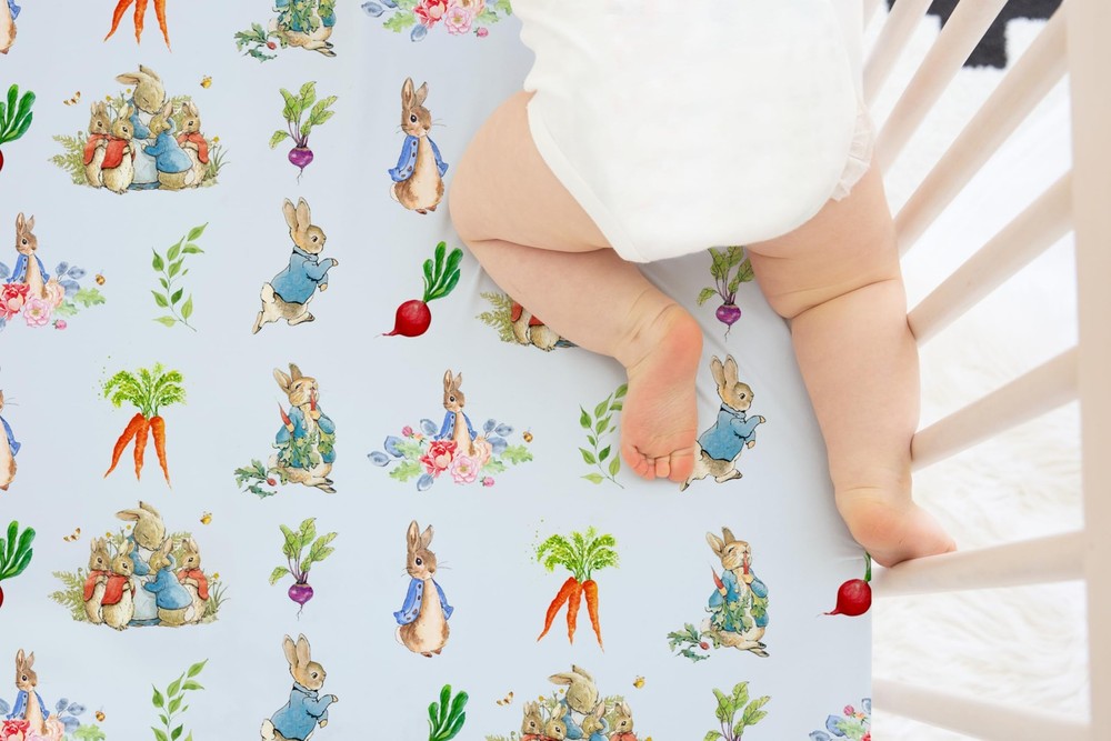 Peter Rabbit Nursery Crib Set Handmade Beatrix Potter Fitted Crib Sheet Pillo...